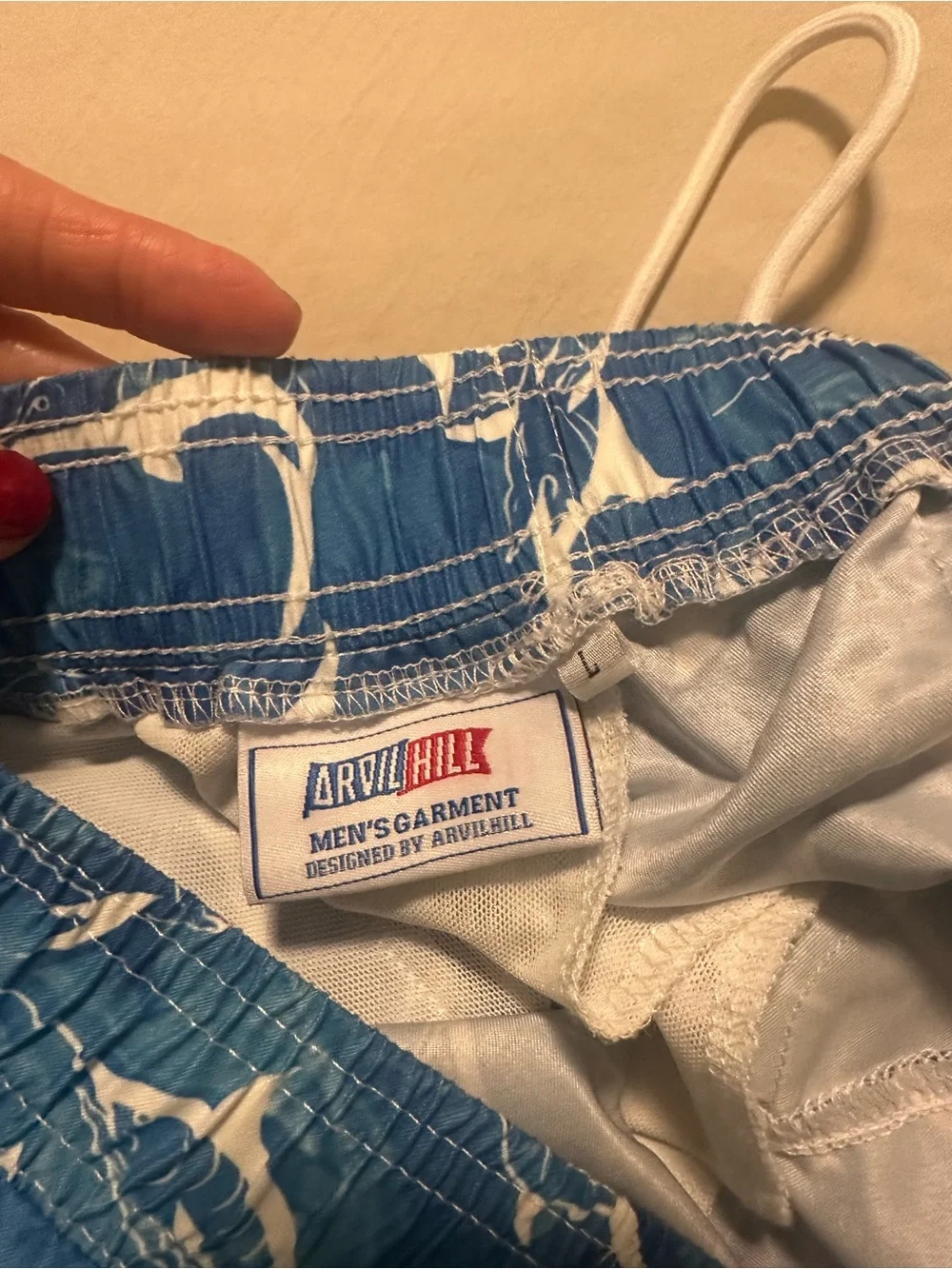 Men's Red White & Blue Flag-Style Swim Trunks